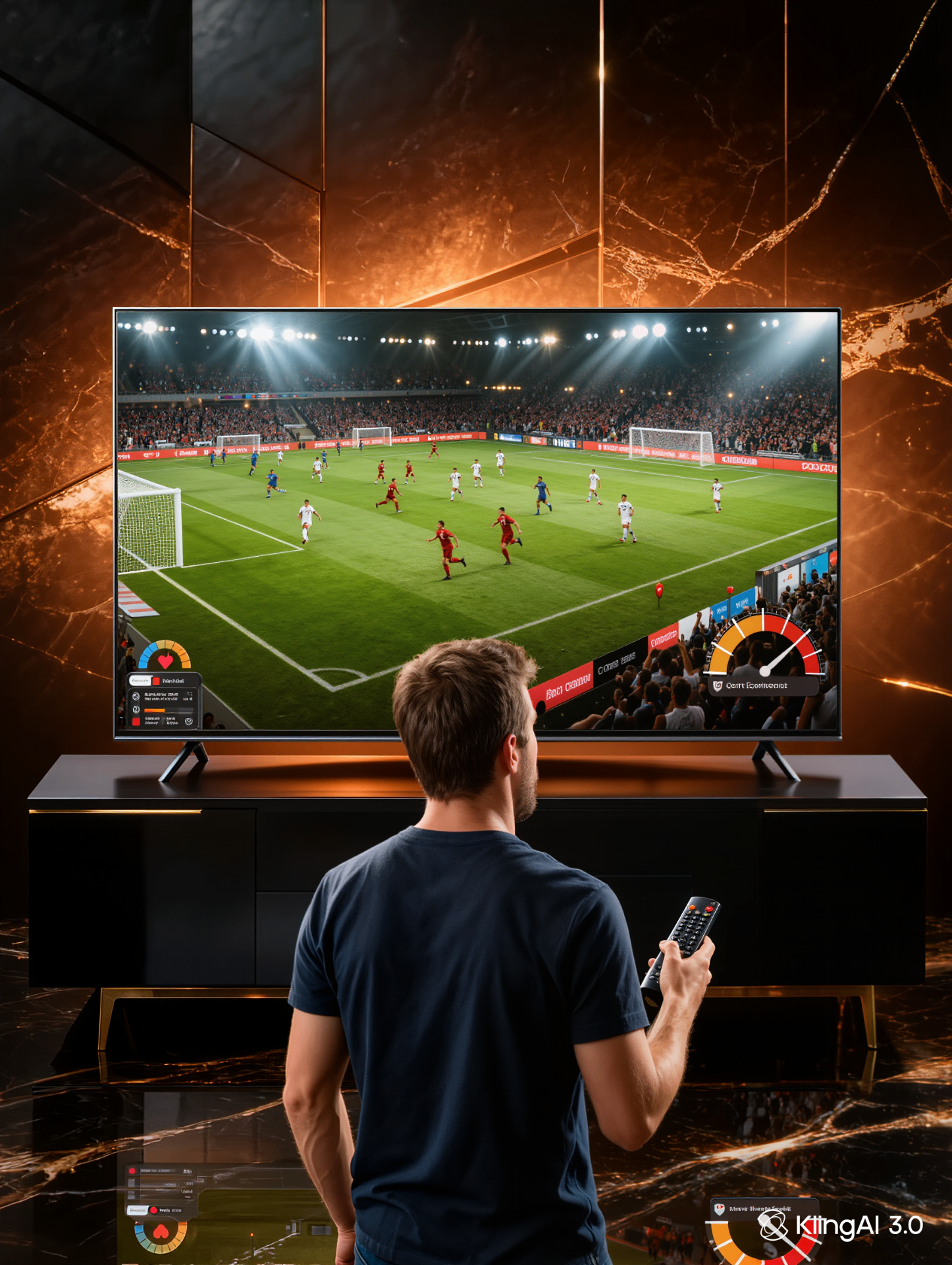 IPTV buffering symbol on a UK TV screen during a live football match
